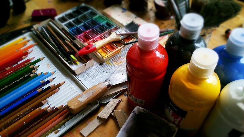 Artist painting on canvas